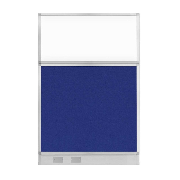 Hush Panel Configurable Cubicle Partition 4' x 6' Royal Blue Fabric Clear Window w/ Cable Channel